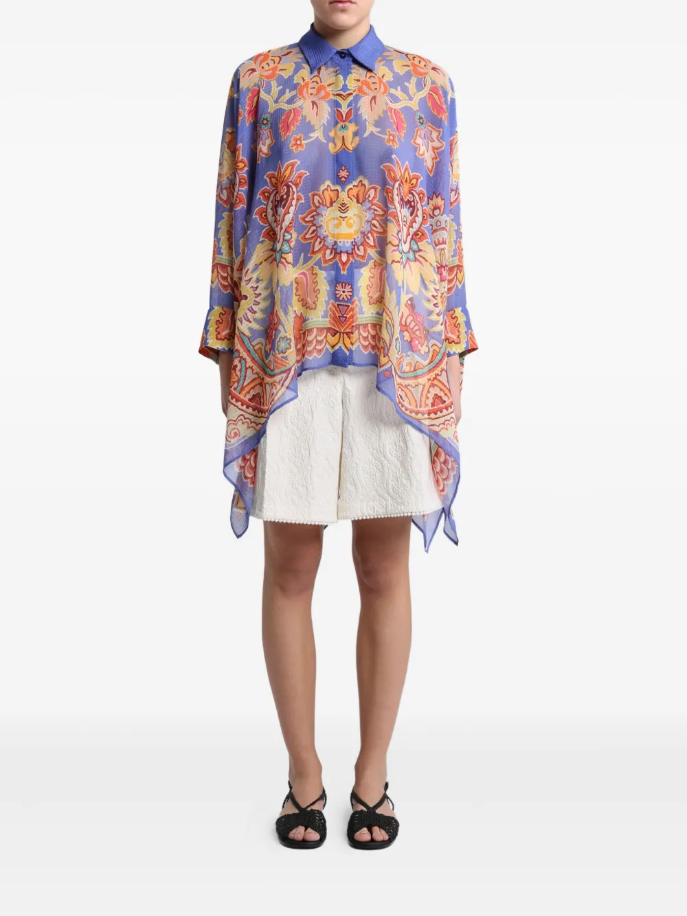 Etro Floral-print Poncho Shirt