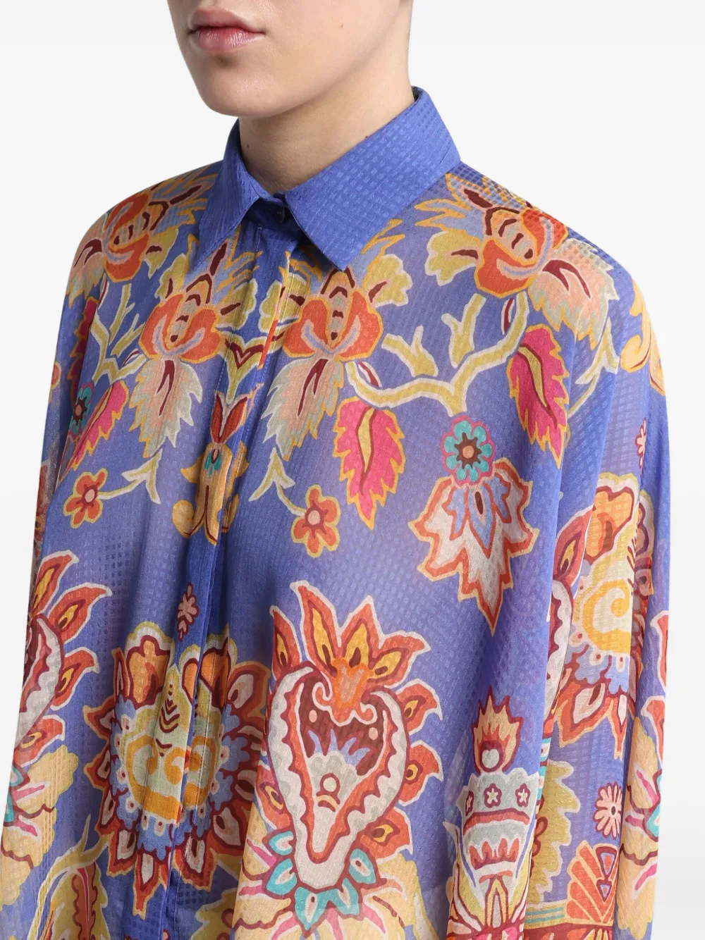 Etro Floral-print Poncho Shirt