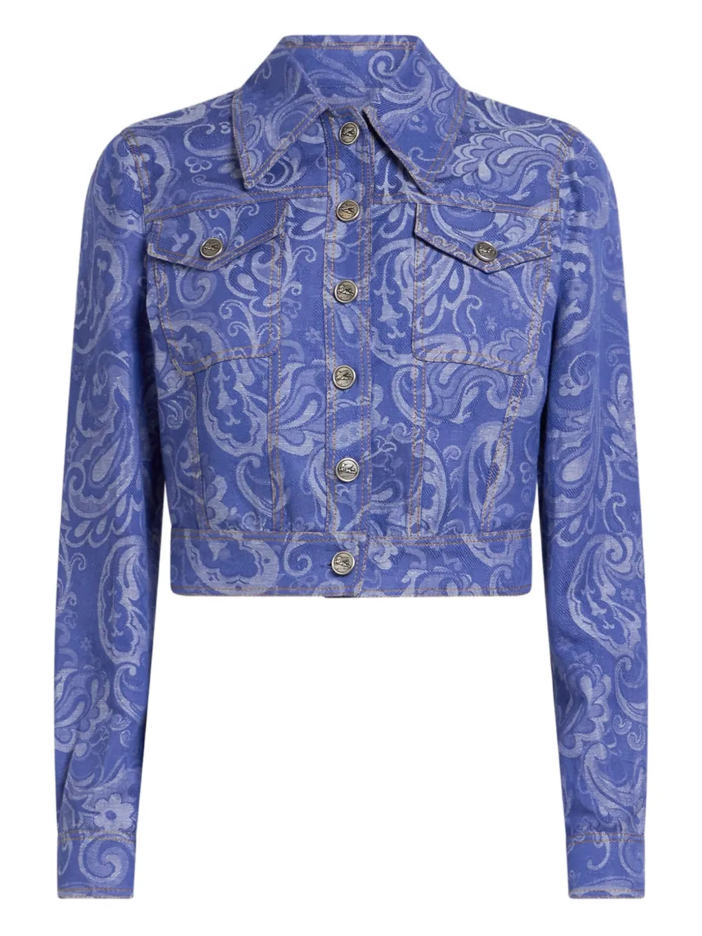 paisley-jacquard denim jacket