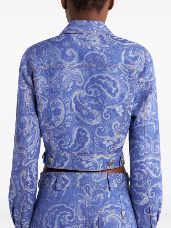ETRO ペイズリージャカード デニムジャケット | ブルー | FARFETCH JP