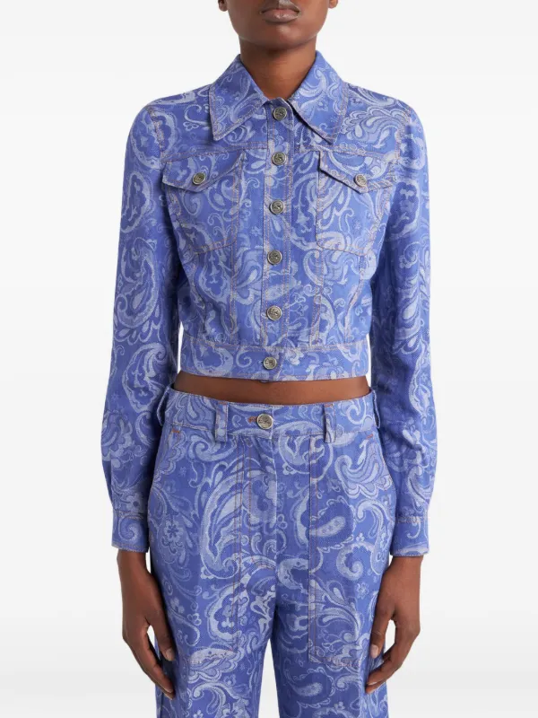 ETRO ペイズリージャカード デニムジャケット | ブルー | FARFETCH JP