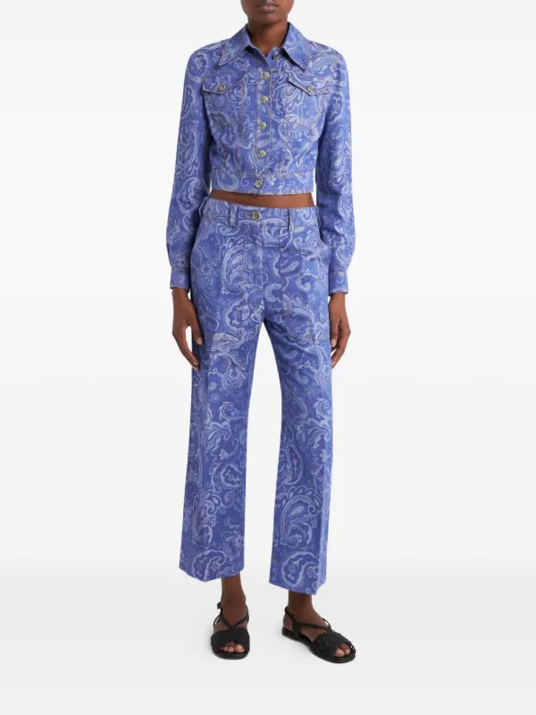 etro ペイズリーナ ETRO ペイズリージャカード デニムジャケット | ブルー | FARFETCH JP