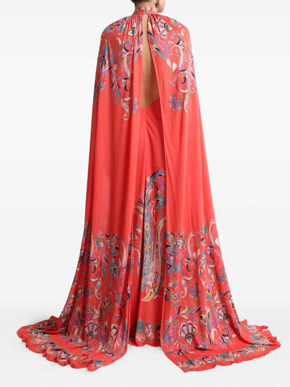 ETRO Jurk met cape en print Rood