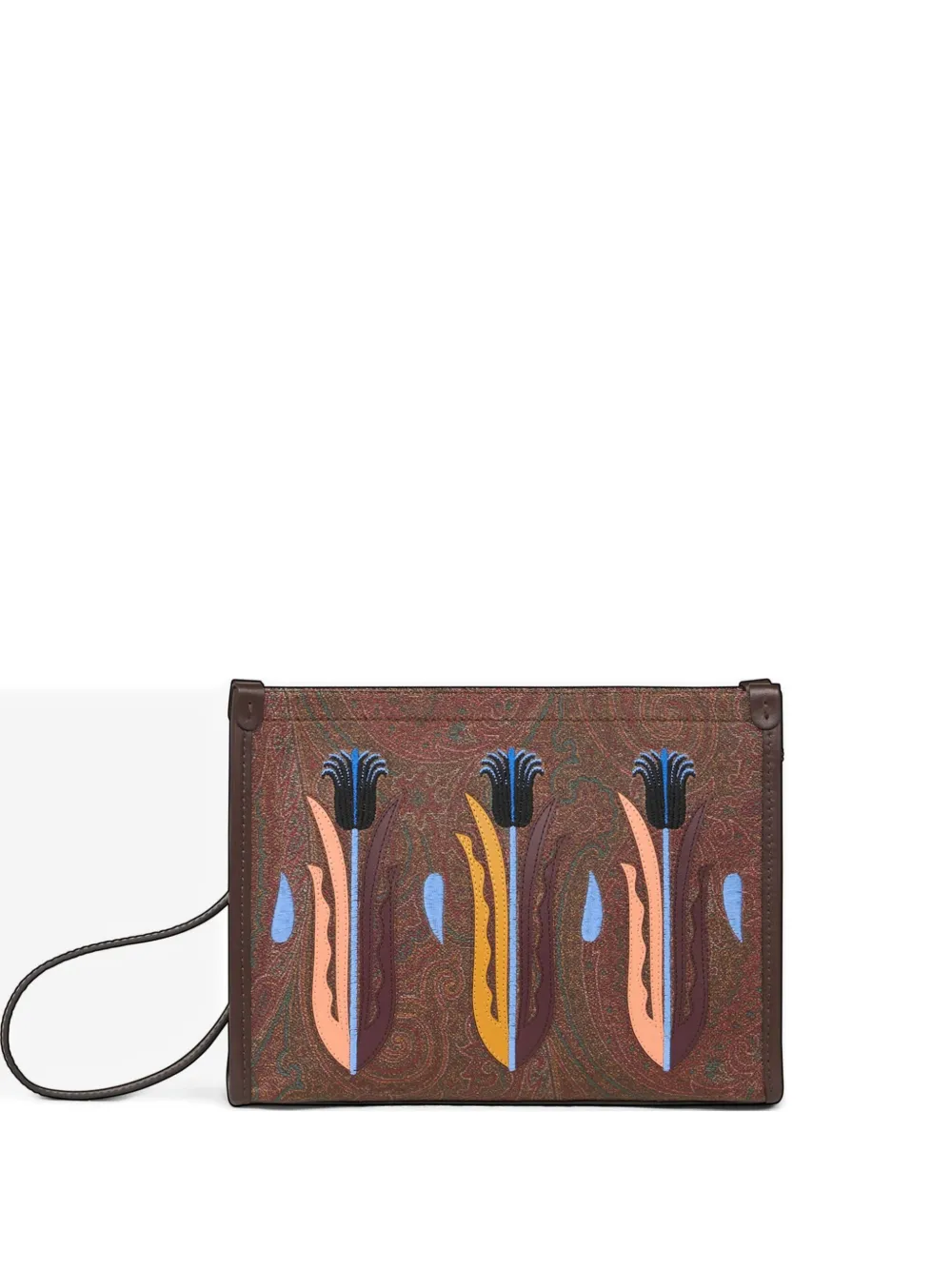 ETRO x Agostino Iacurci Borsa clutch ricamata - Marrone