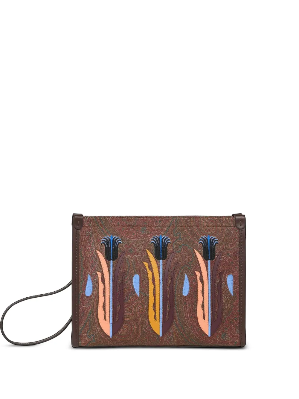 ETRO x Agostino Iacurci clutch met borduurwerk Bruin