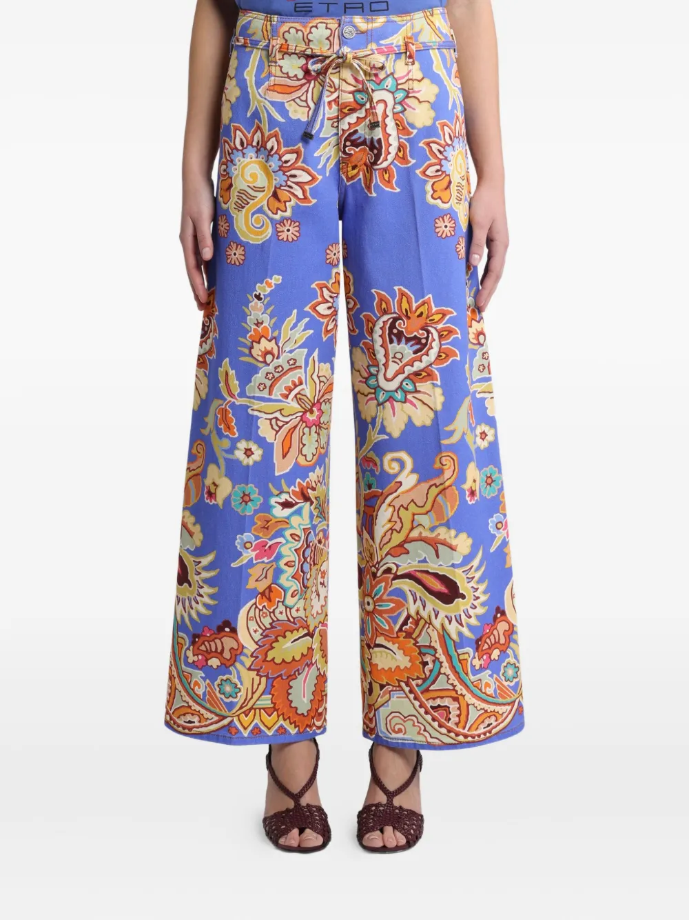 Etro Printed Belted Trousers