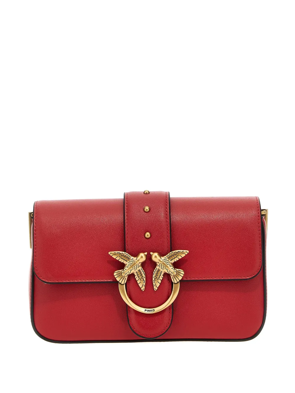 Shop Pinko Mini Love One Eyelet-detail Crossbody Bag In Red
