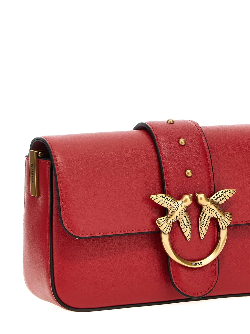Shop Pinko Mini Love One Eyelet-detail Crossbody Bag In Red