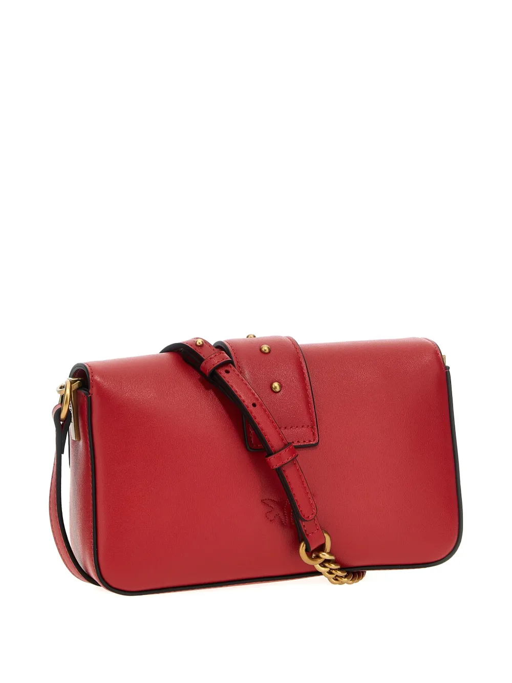 Shop Pinko Mini Love One Eyelet-detail Crossbody Bag In Red