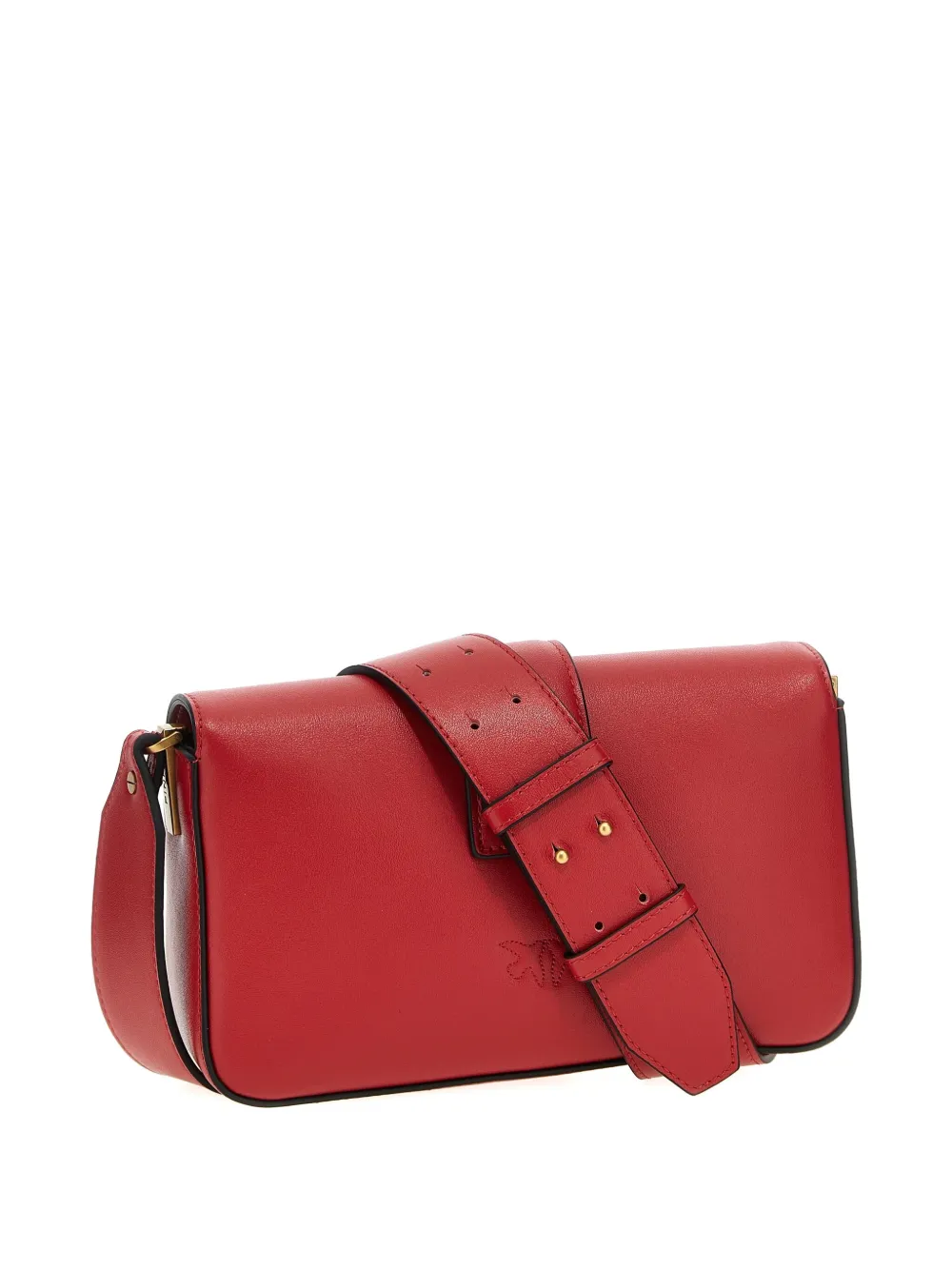 Shop Pinko Mini Love One Eyelet-detail Crossbody Bag In Red