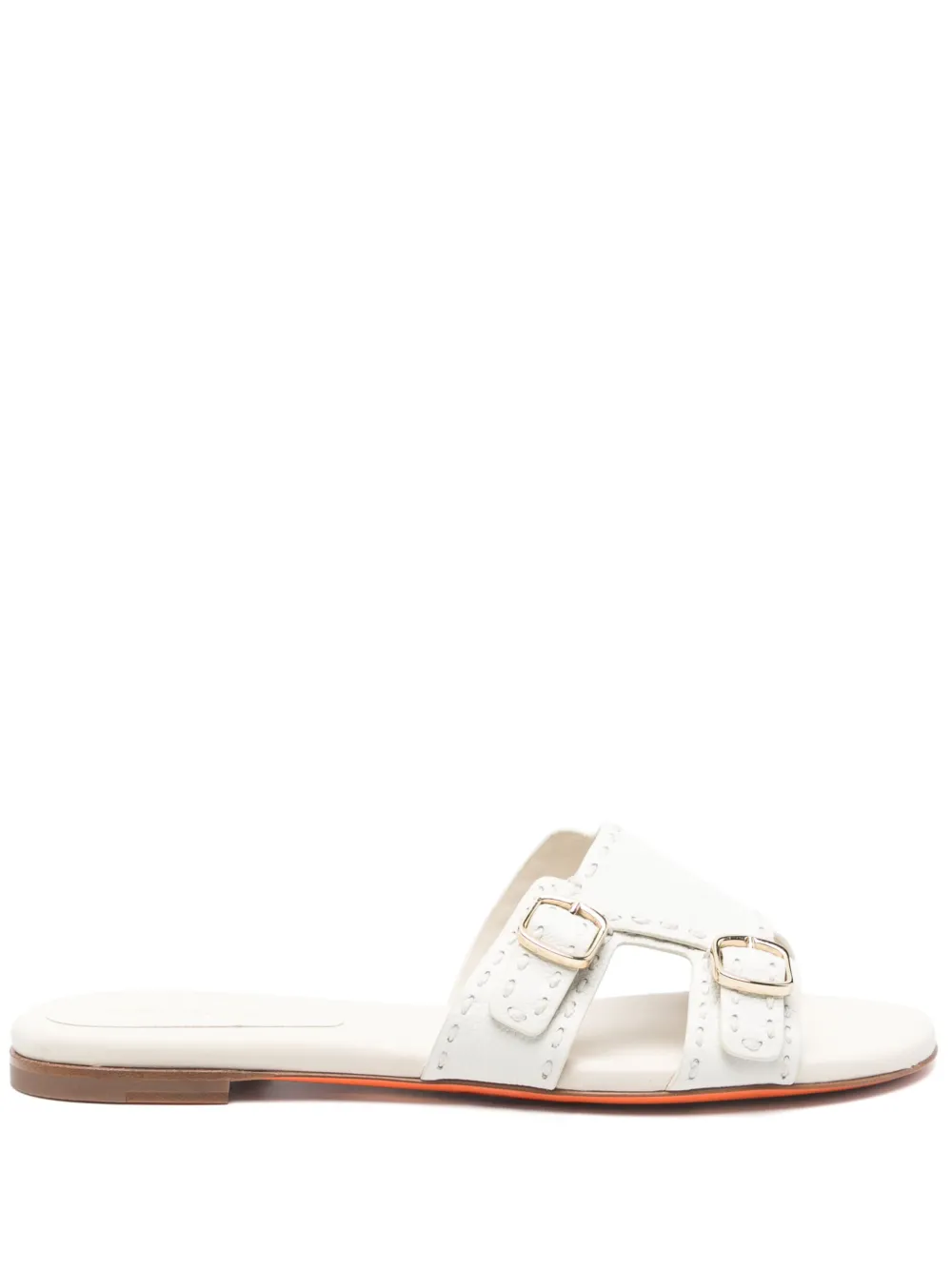 Santoni leather flat sandals White