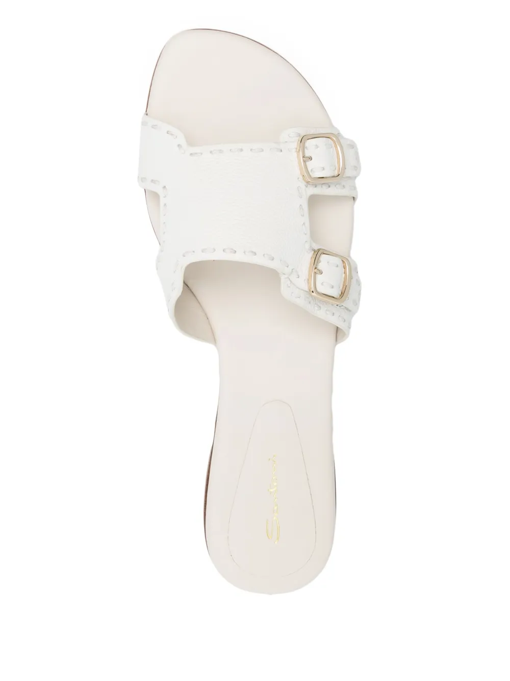 Santoni leather flat sandals White