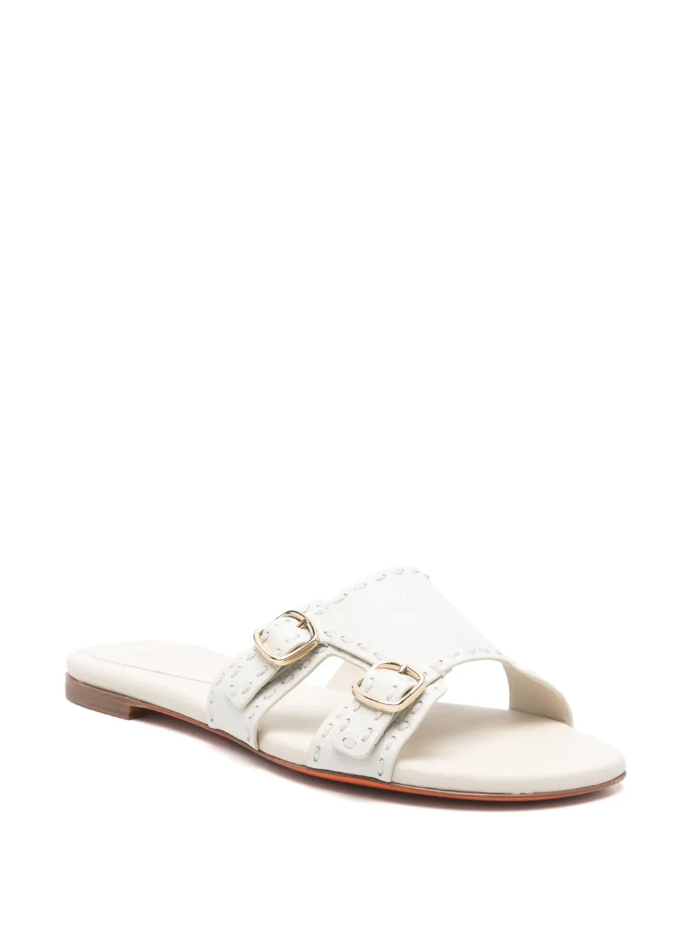 Santoni leather flat sandals White