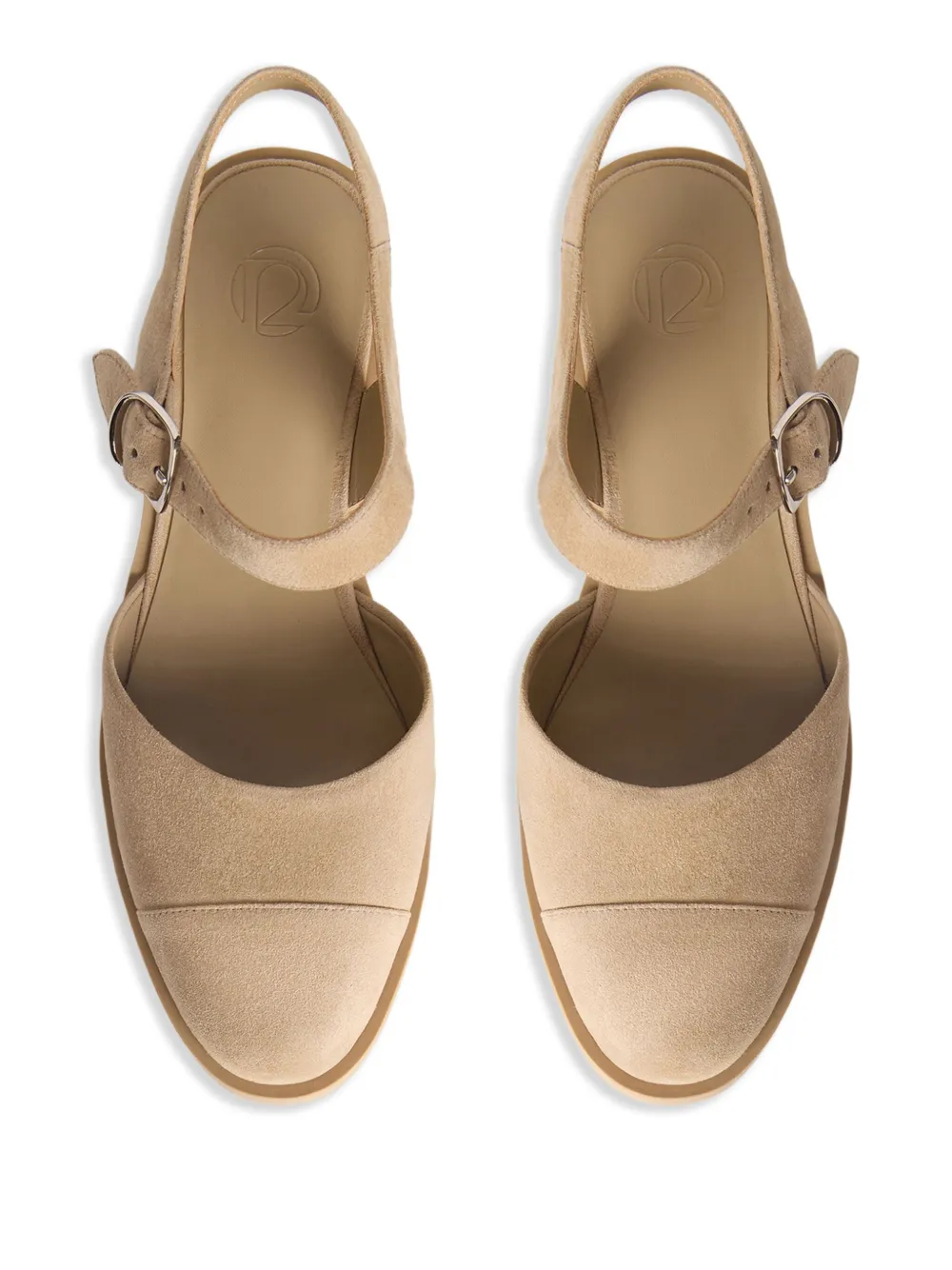 12 Storeez Suede Mary Jane Pumps In Neutral