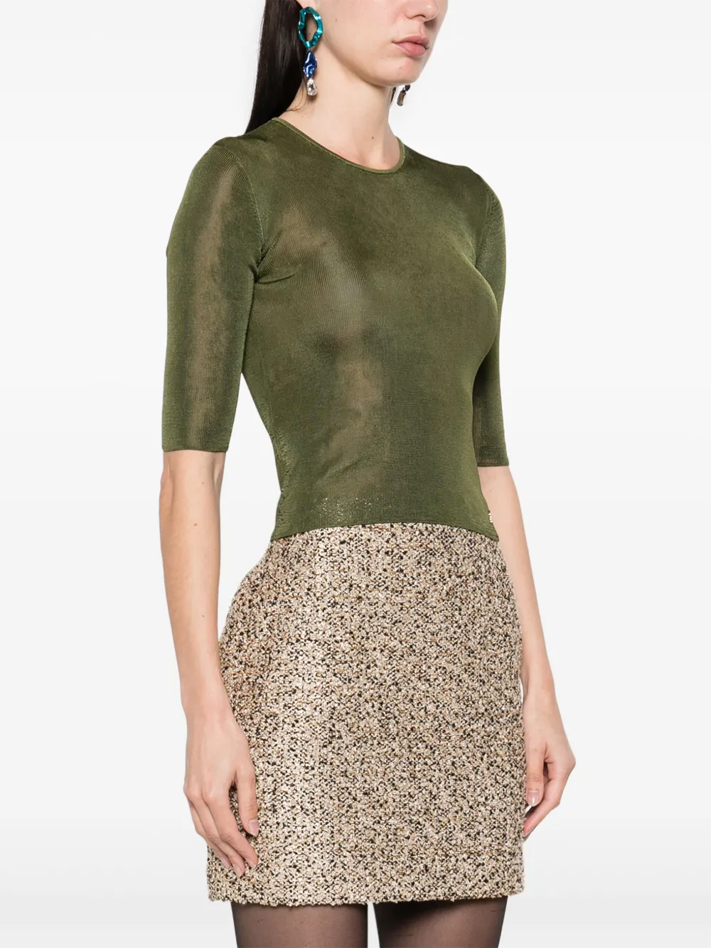 Saint Laurent Gebreide top Groen