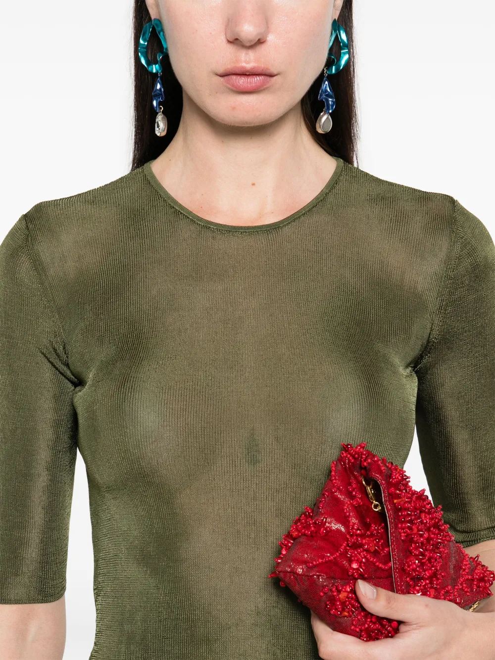 Saint Laurent Gebreide top Groen
