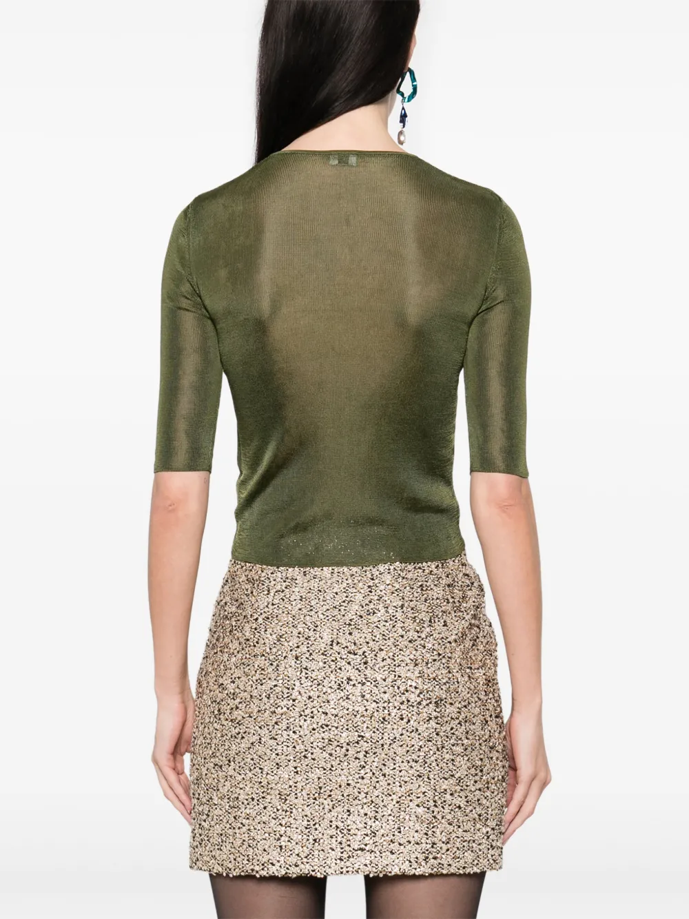 Saint Laurent Gebreide top Groen