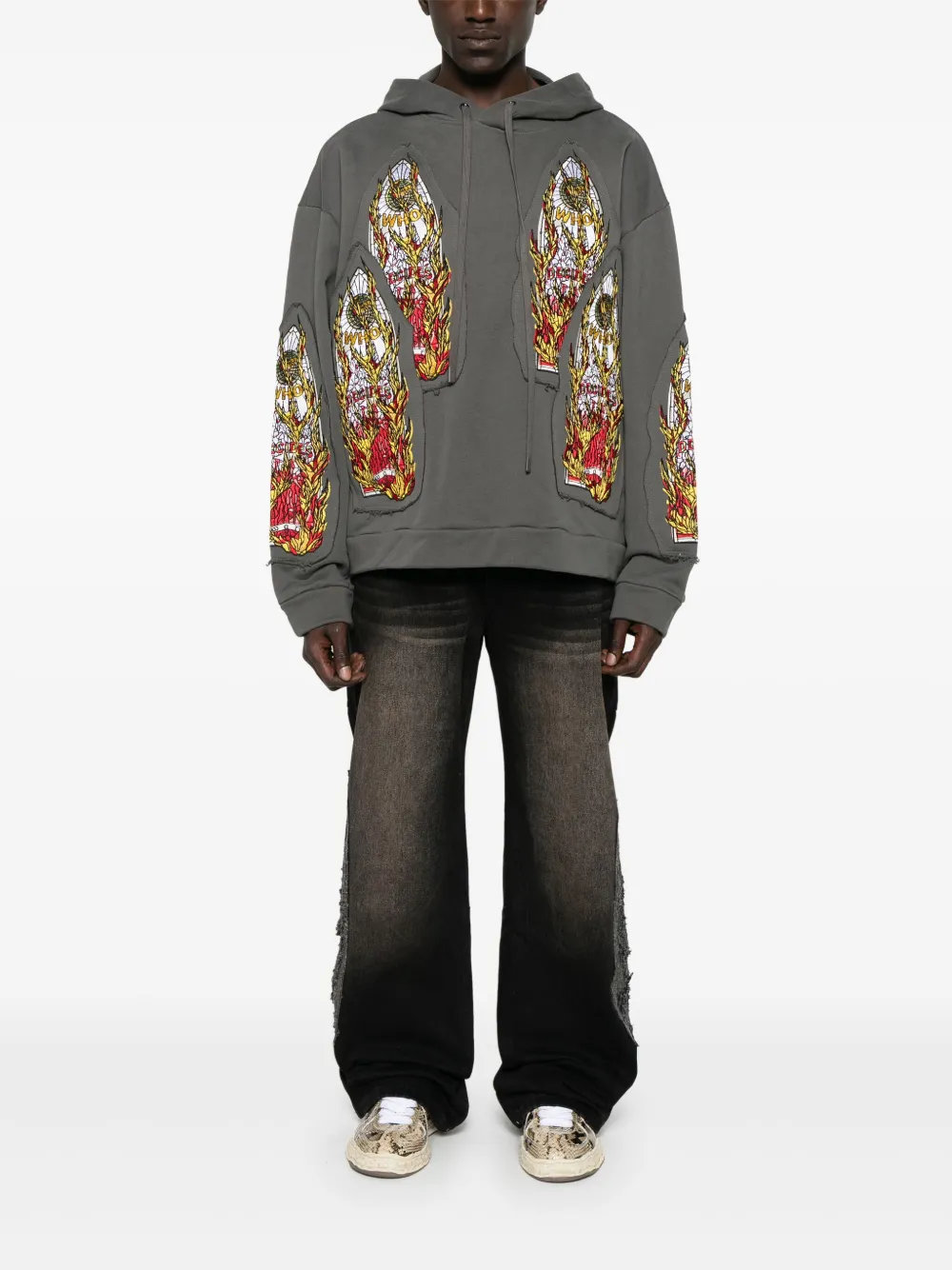 Who Decides War Flame Glass-embroidered hoodie | Hoodies | Image 2