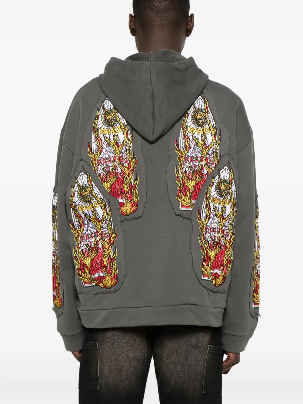 Who Decides War Flame Glass hoodie met borduurwerk Grijs