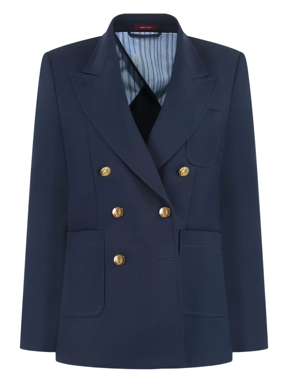 Gucci Double-breasted Cotton Blazer In Blue