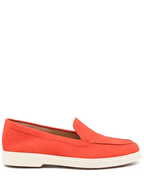 Santoni Suede Loafers in Red