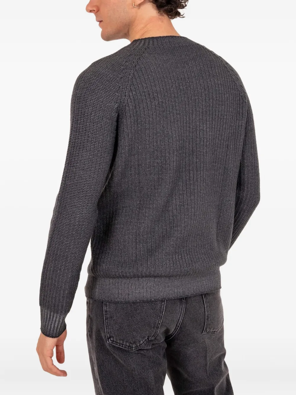 H953 Geribbelde trui met raglan mouwen - Grijs