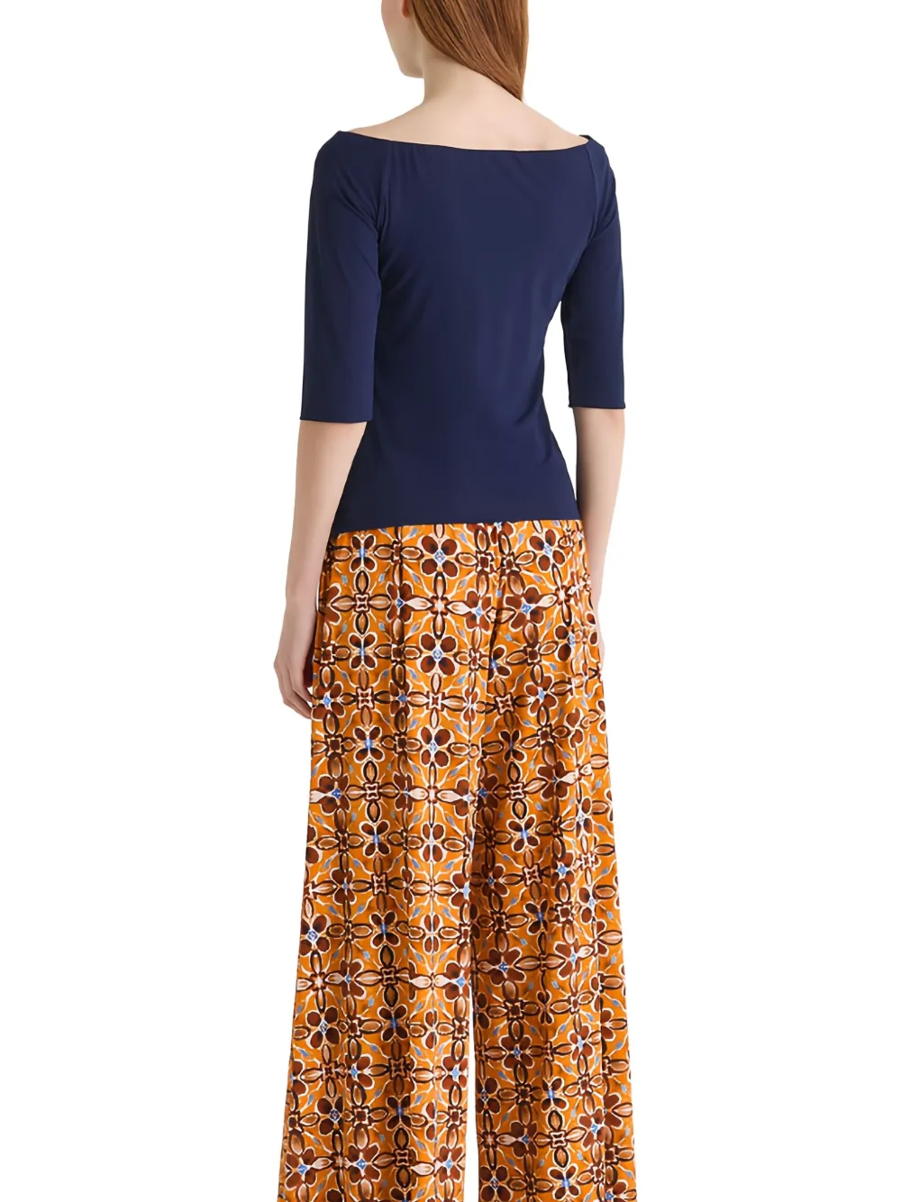 MALIPARMI Top met cropped mouwen en boothals Blauw