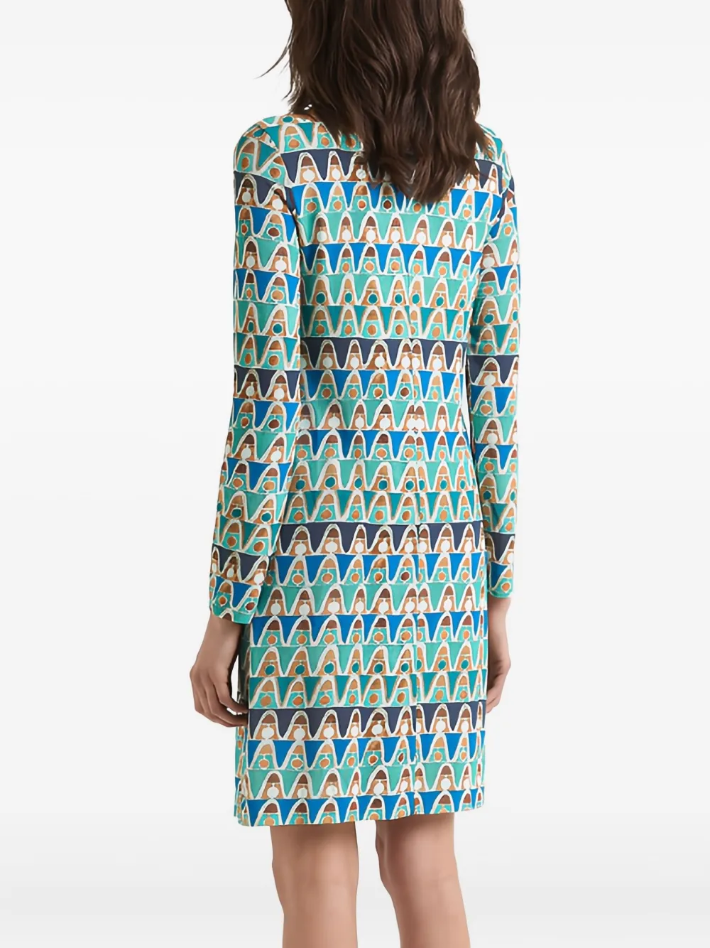 MALIPARMI Mini-jurk met geometrische print en boothals Blauw