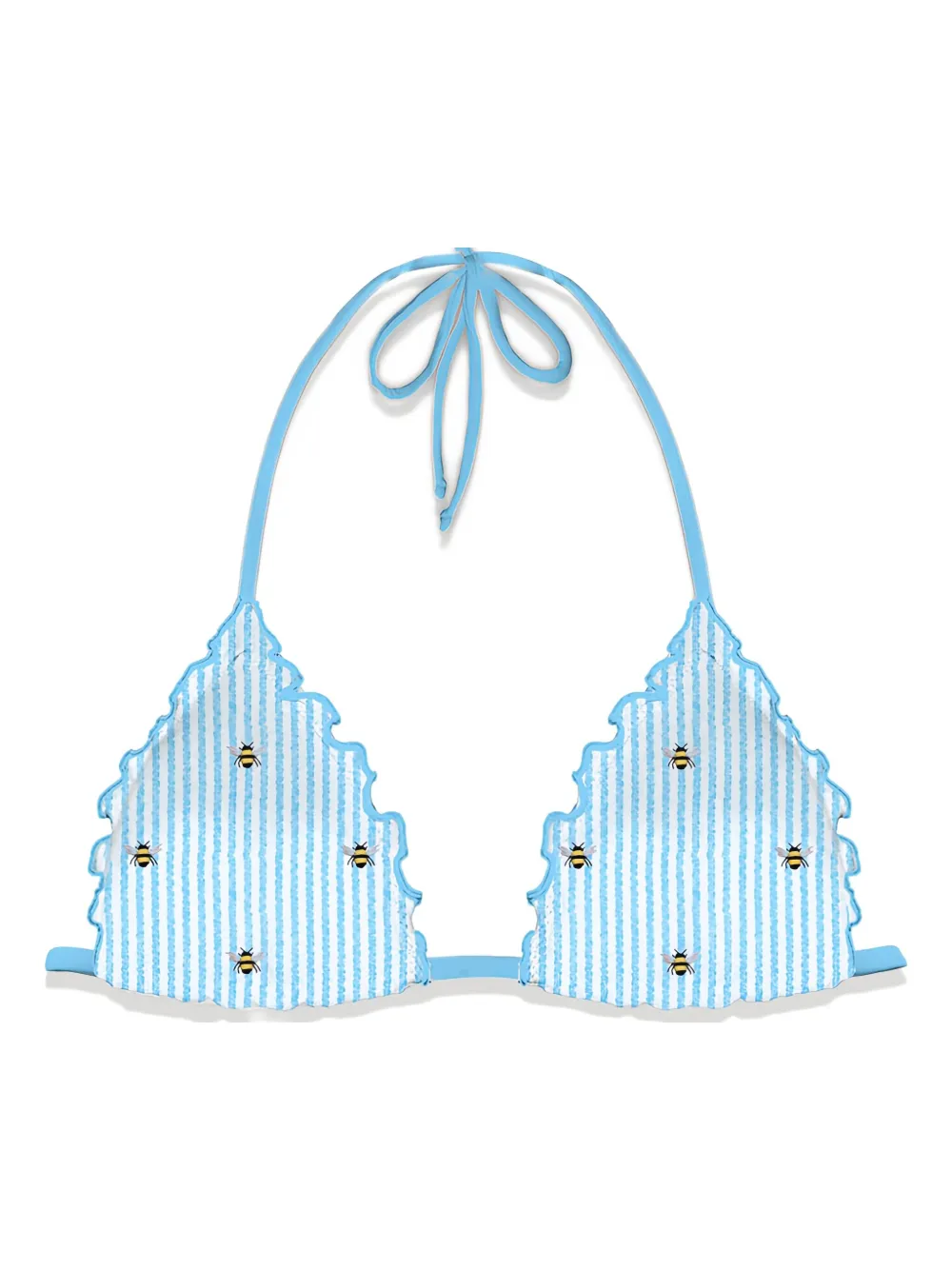 MC2 Saint Barth bee-print ruffled bikini top Blauw