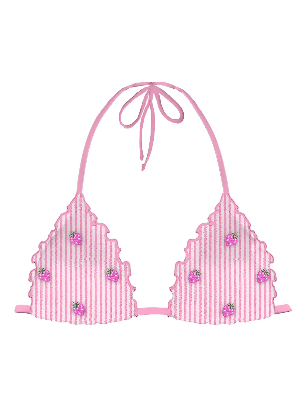 MC2 Saint Barth strawberry-print ruffled bikini bra Roze