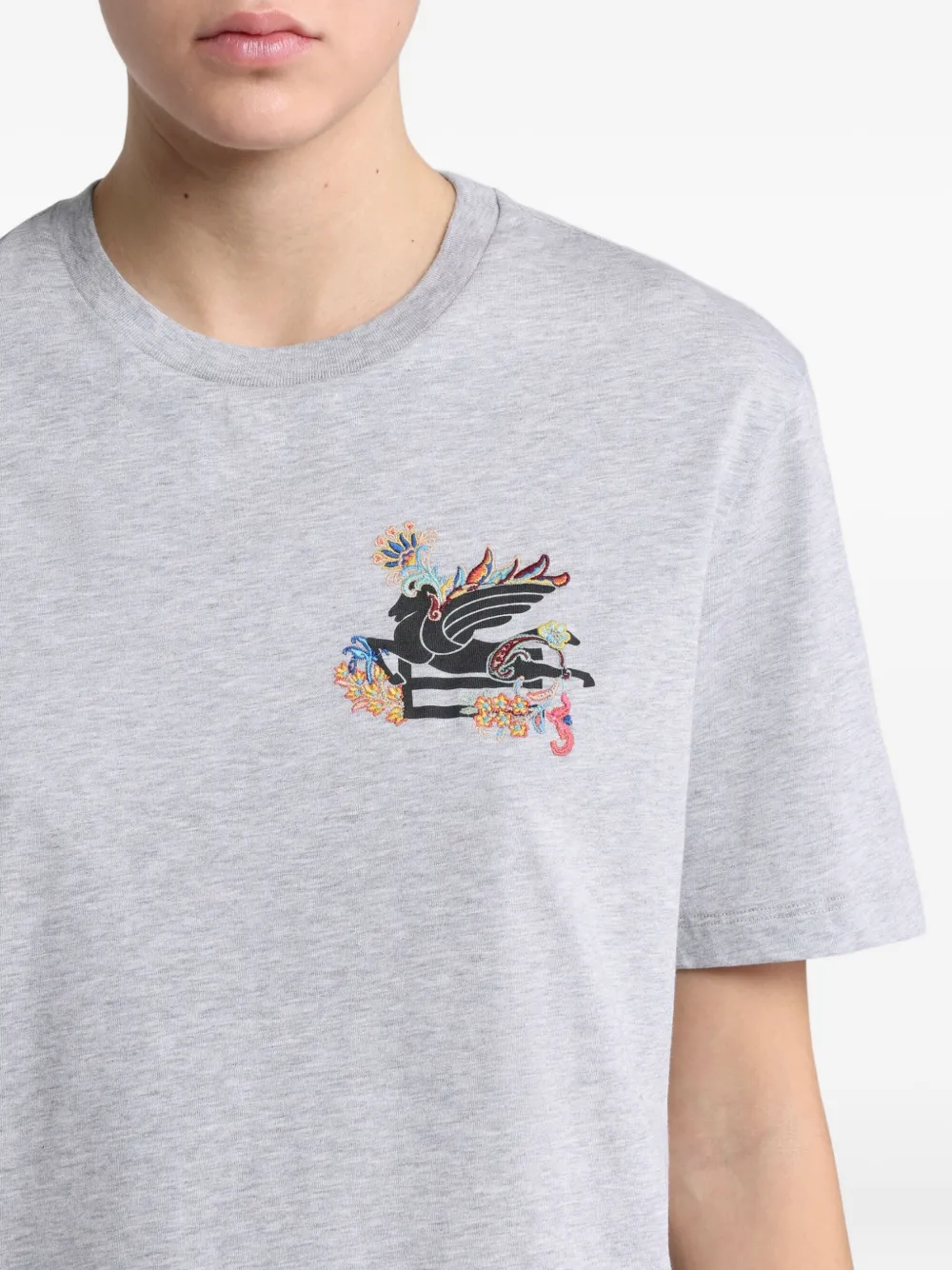 ETRO T-shirt met Pegaso-patroon Grijs