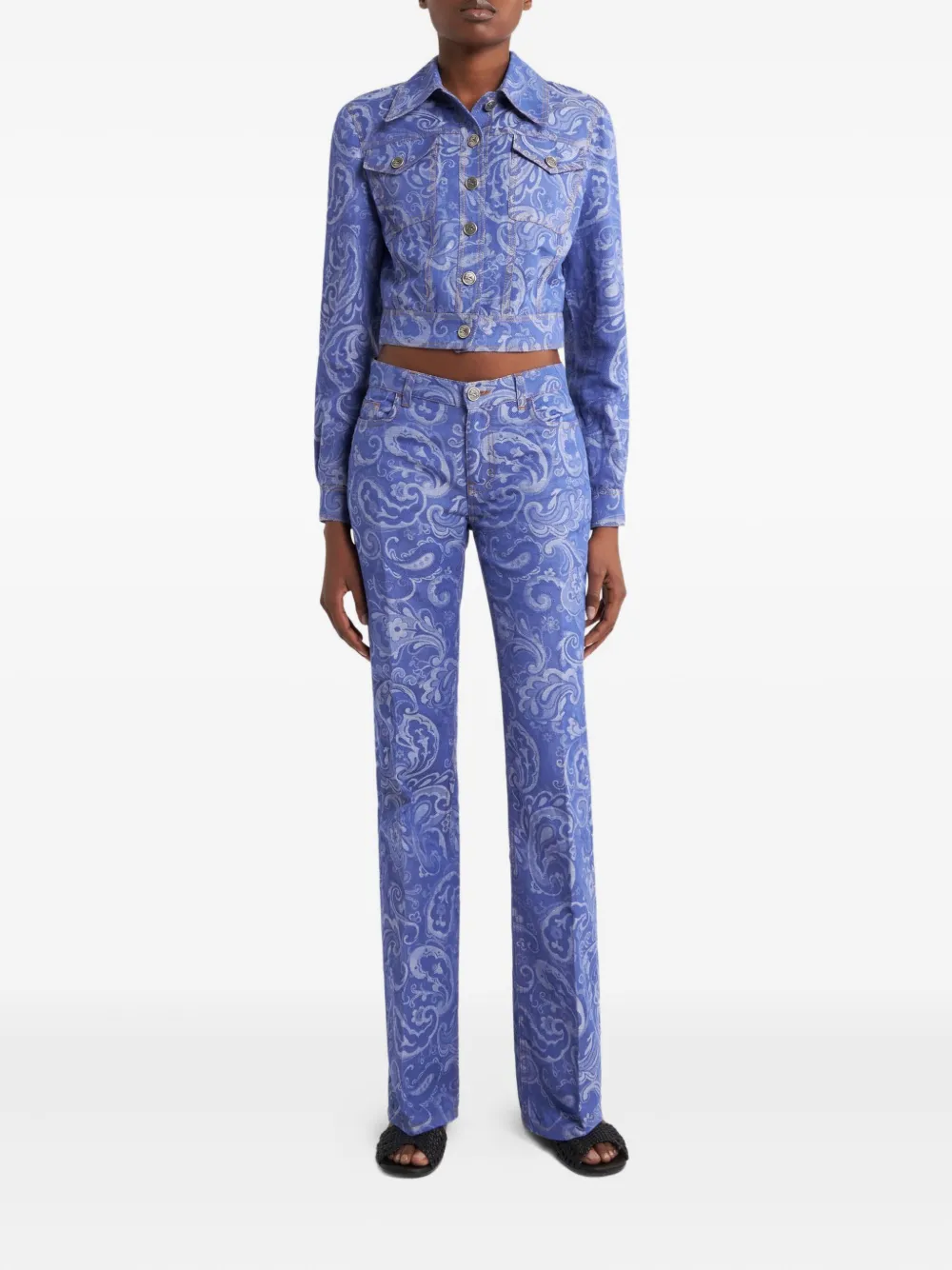 ETRO Flared jeans met paisley-jacquard - Blauw