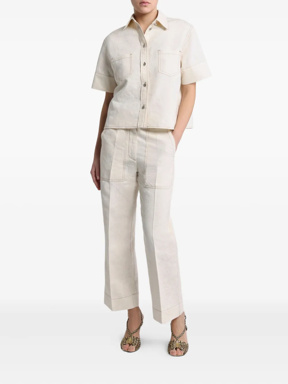 ETRO Blouse met paisley-jacquard - Beige