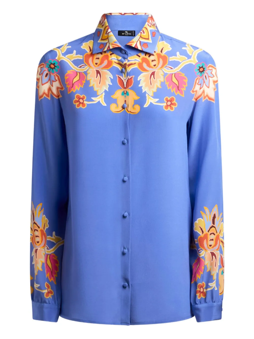 ETRO Crêpe de chine blouse met bloemenprint Blauw