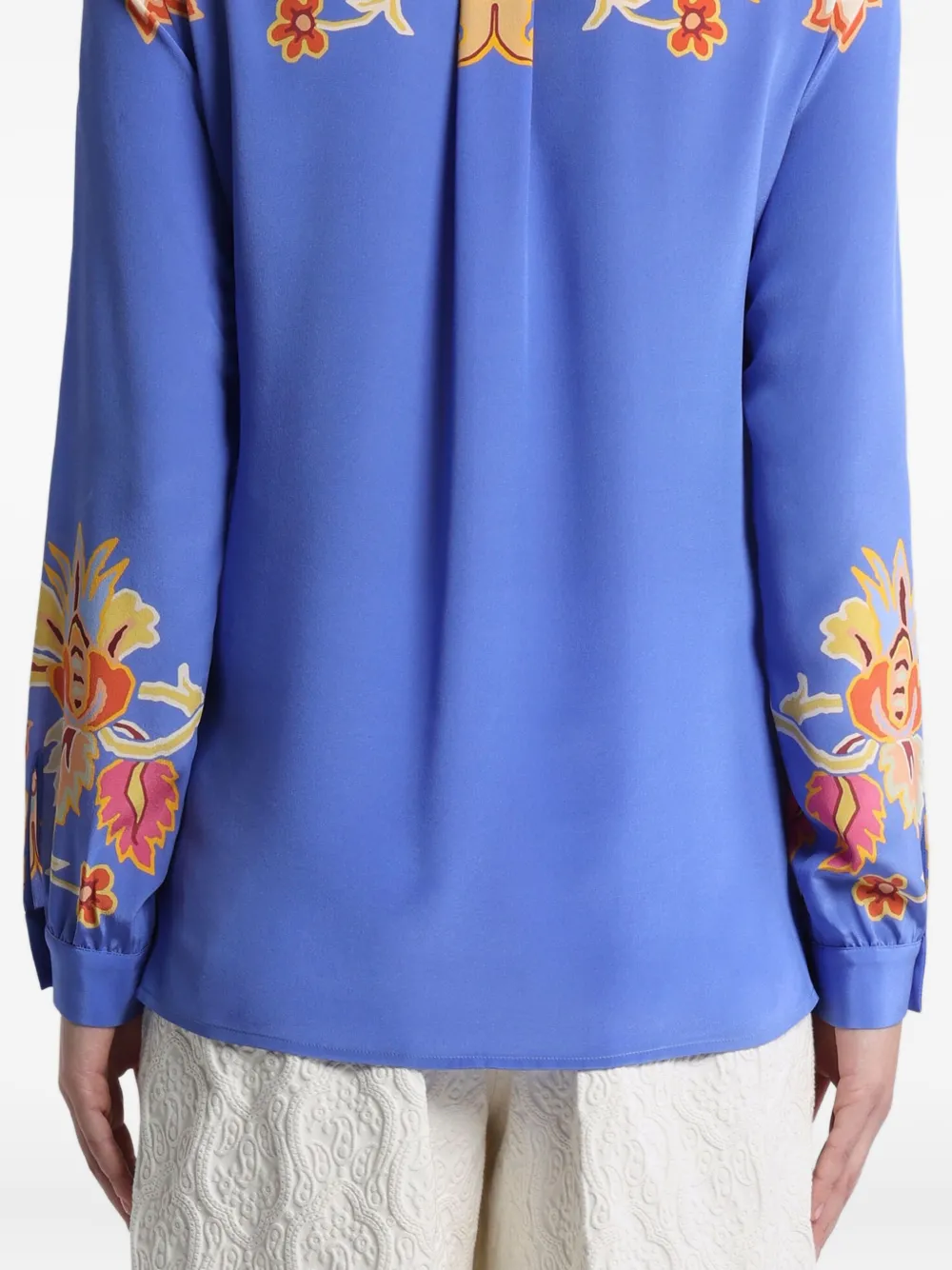 ETRO Crêpe de chine blouse met bloemenprint Blauw