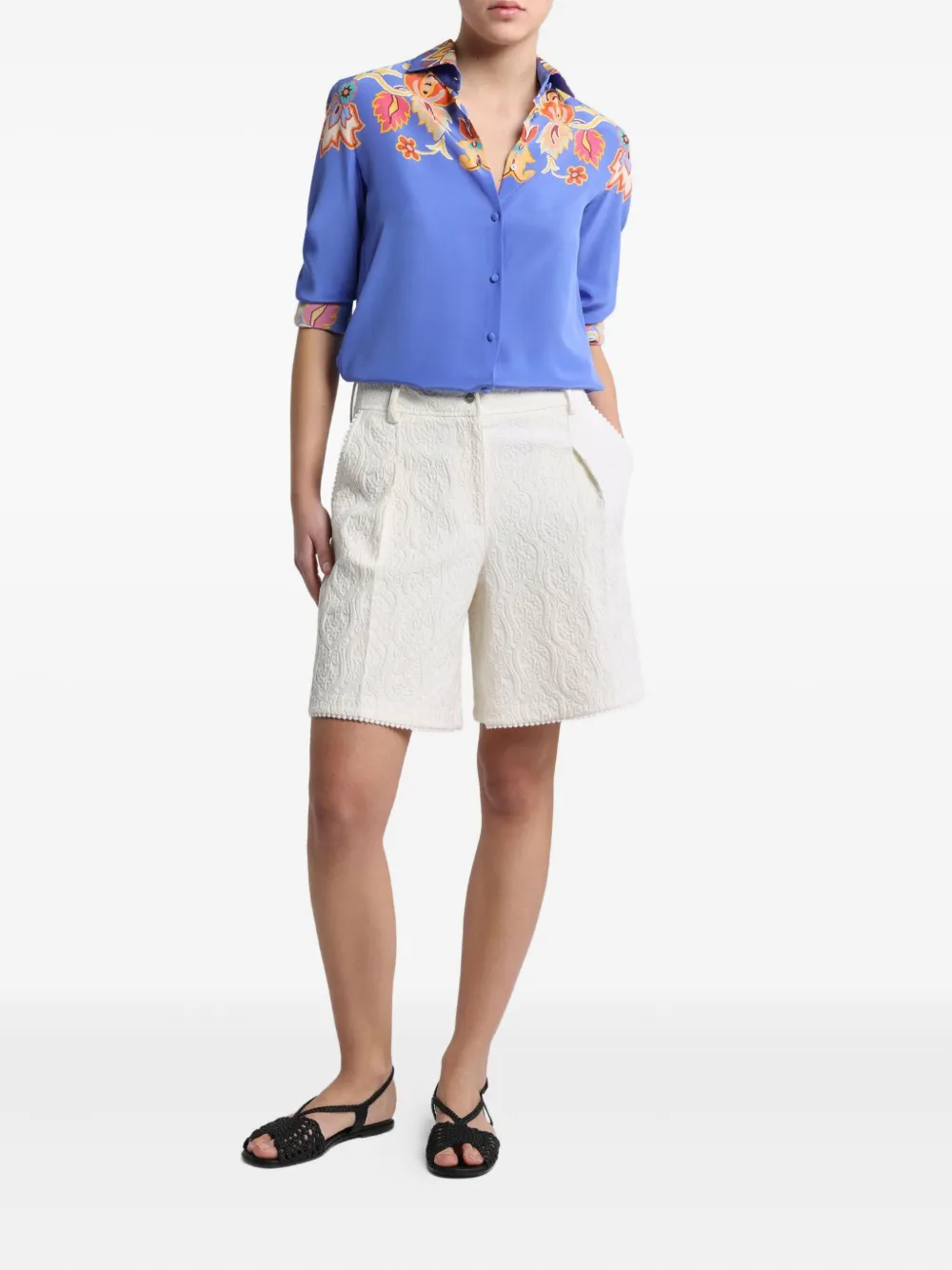 ETRO Crêpe de chine blouse met bloemenprint - Blauw