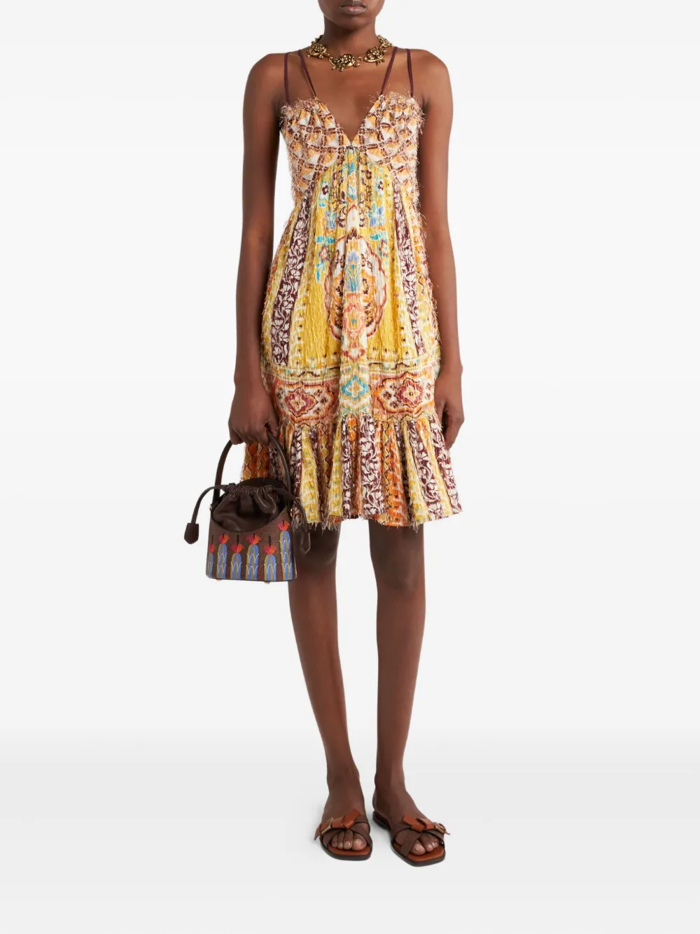 ETRO Fil-coupé jurk Geel