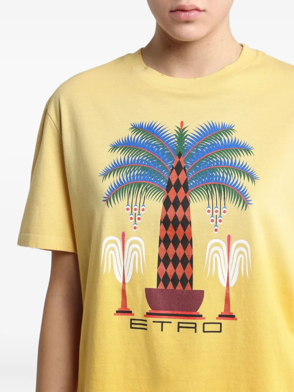 ETRO x Agostino T-shirt met lacurci-print Geel