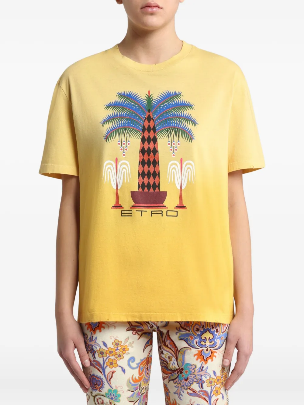 ETRO x Agostino T-shirt met lacurci-print Geel