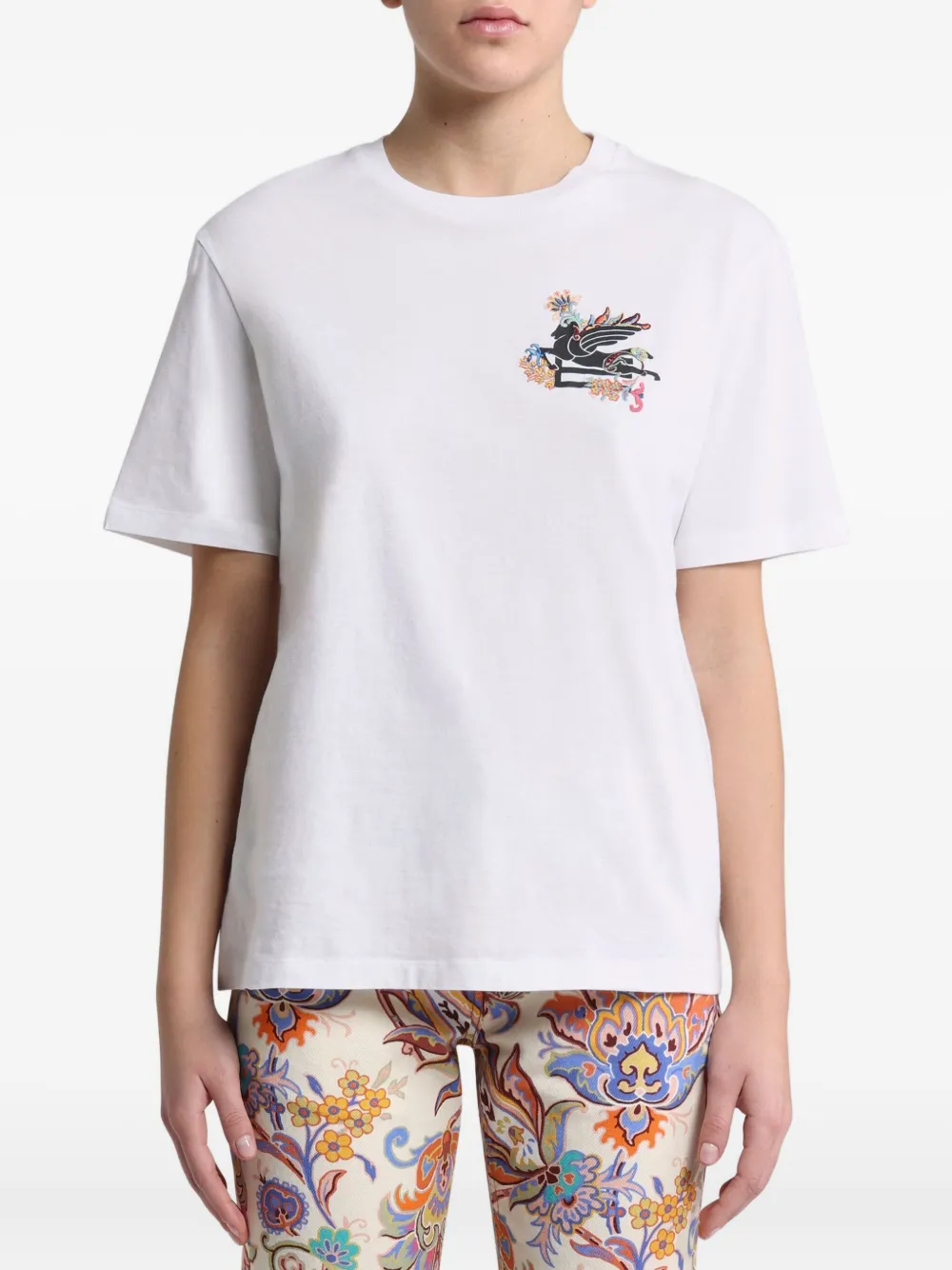 ETRO T-shirt met Pegaso-patroon Wit