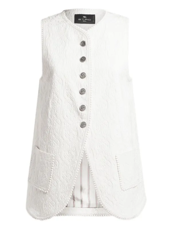 Etro Paisley Jacquard Waistcoat in White
