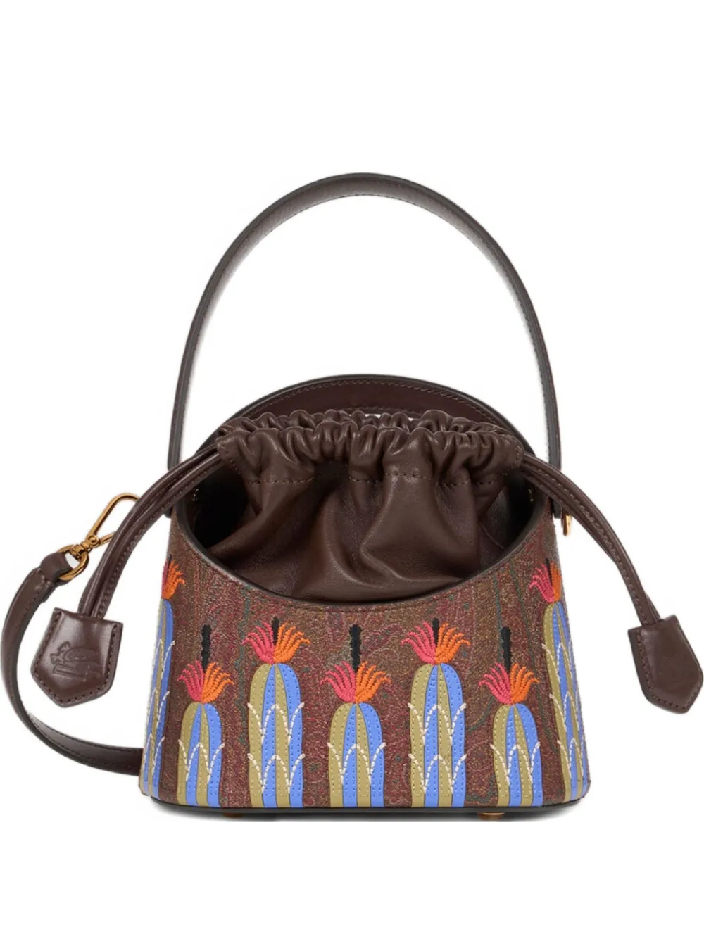 ETRO x Agostino Iacurci Saturno kleine bucket-tas Bruin