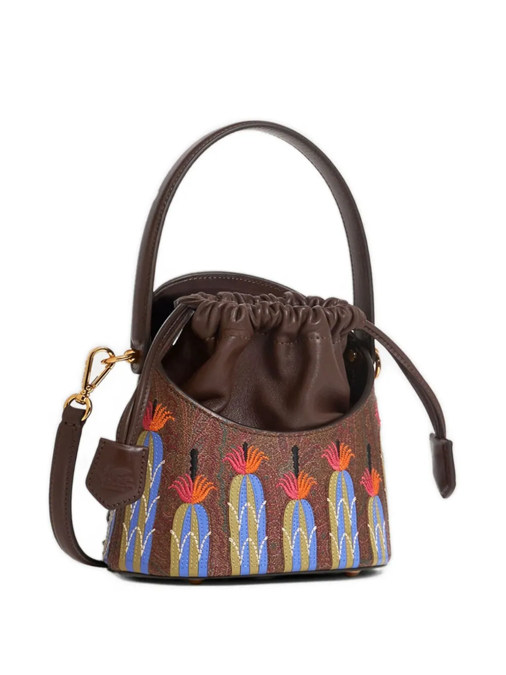 ETRO x Agostino Iacurci Saturno kleine bucket-tas Bruin