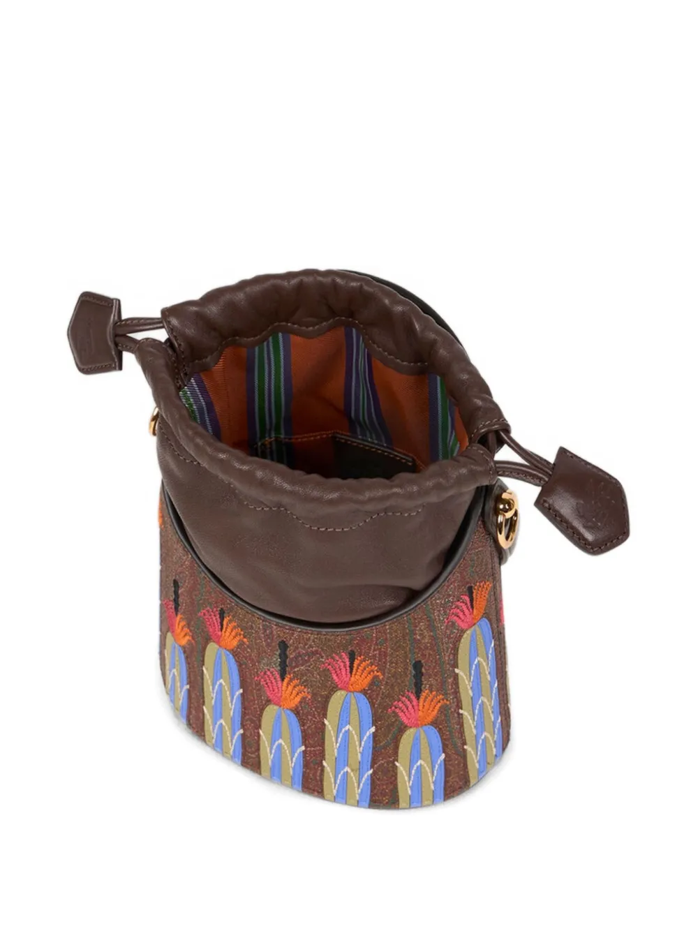 ETRO x Agostino Iacurci Saturno kleine bucket-tas Bruin