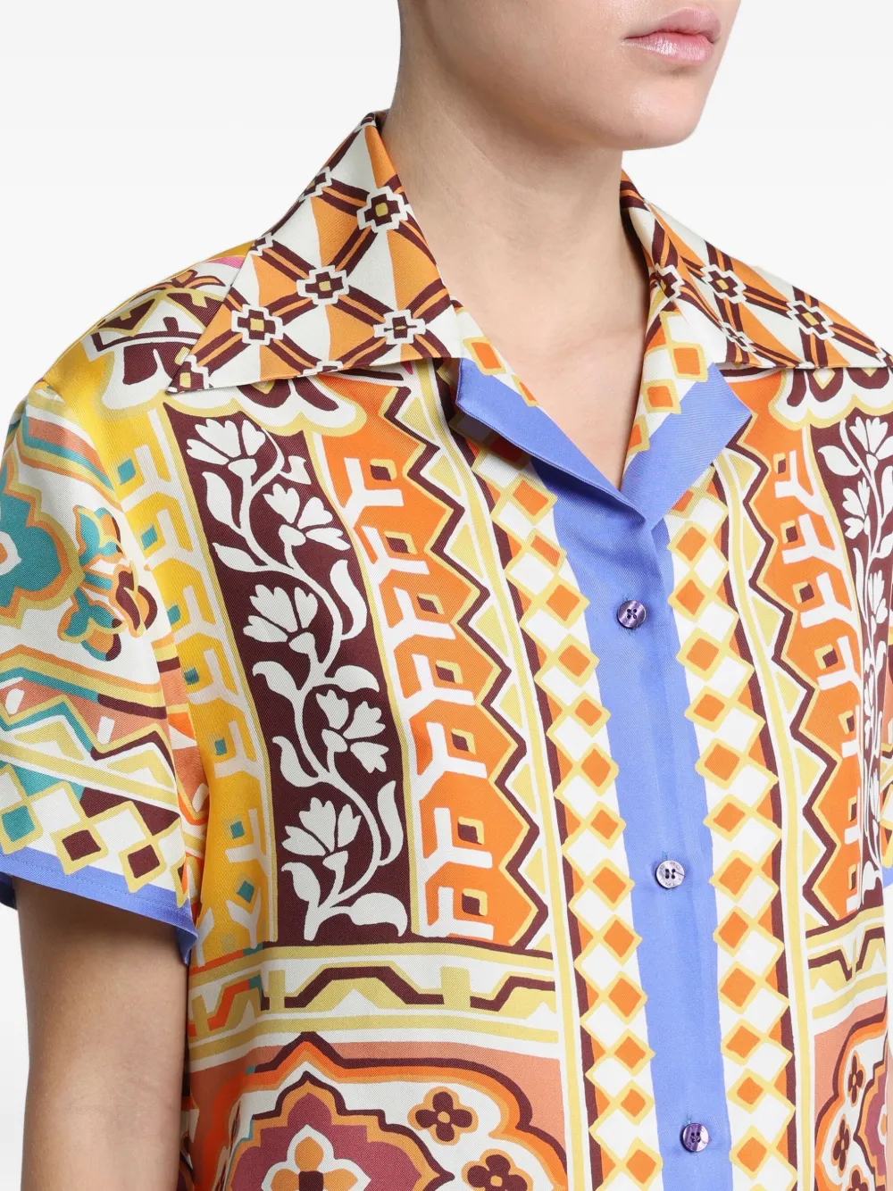 ETRO Zijden blouse met bloemenprint Beige