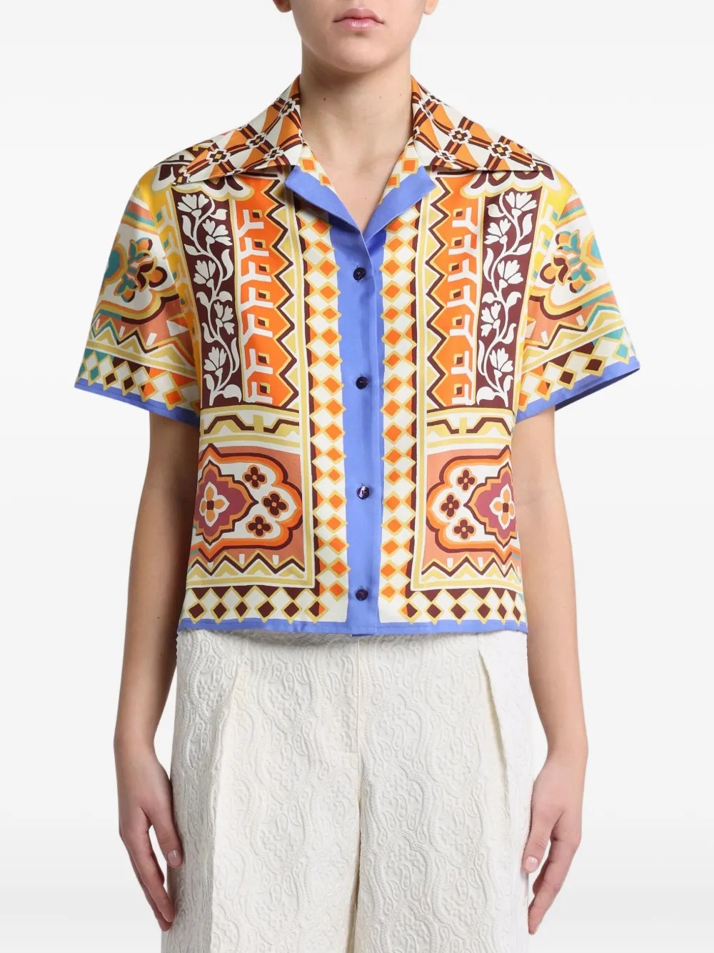 ETRO Zijden blouse met bloemenprint Beige