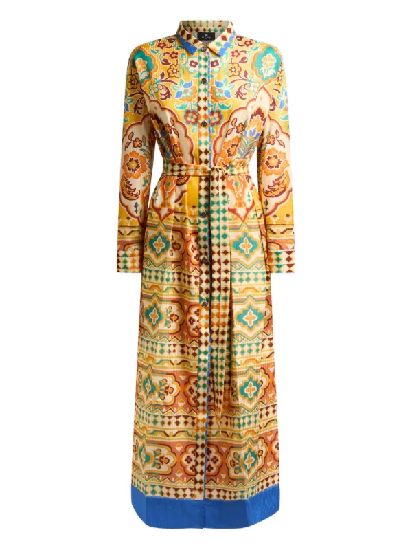 エトロ　ドレス ETRO プリント ドレス | ニュートラル | FARFETCH JP