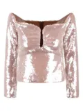 Self-Portrait sequinned blouse - Pink