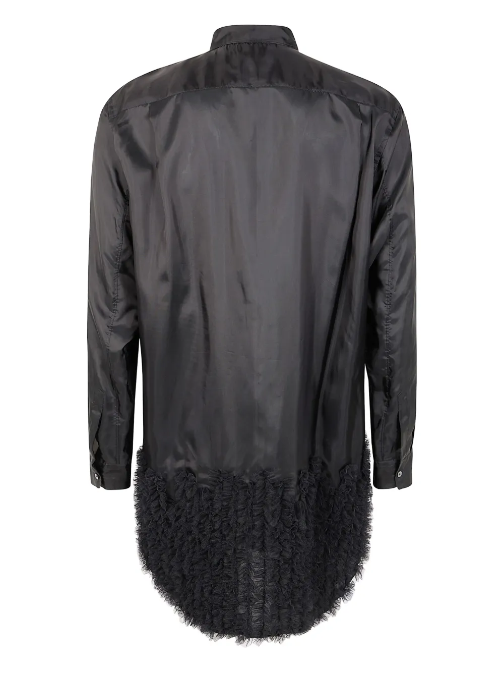 Comme des Garçons Homme Plus ruffled-hem satin shirt - Zwart