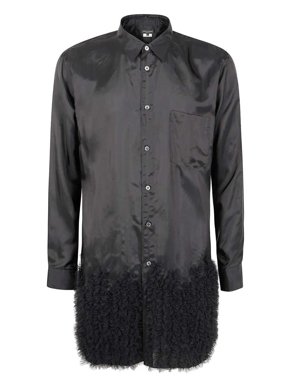 ruffled-hem satin shirt